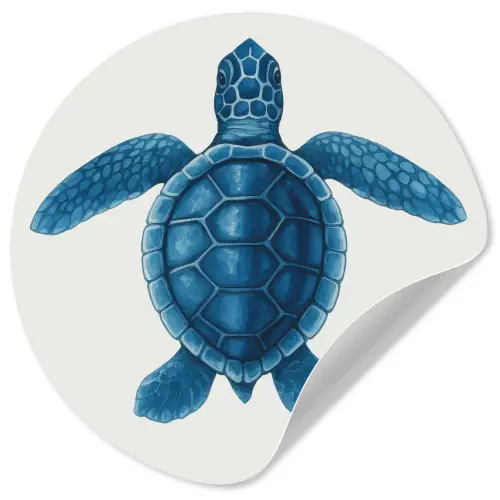 Schildpad - Blauw - Schild Wandcirkel behangsticker klein -3d