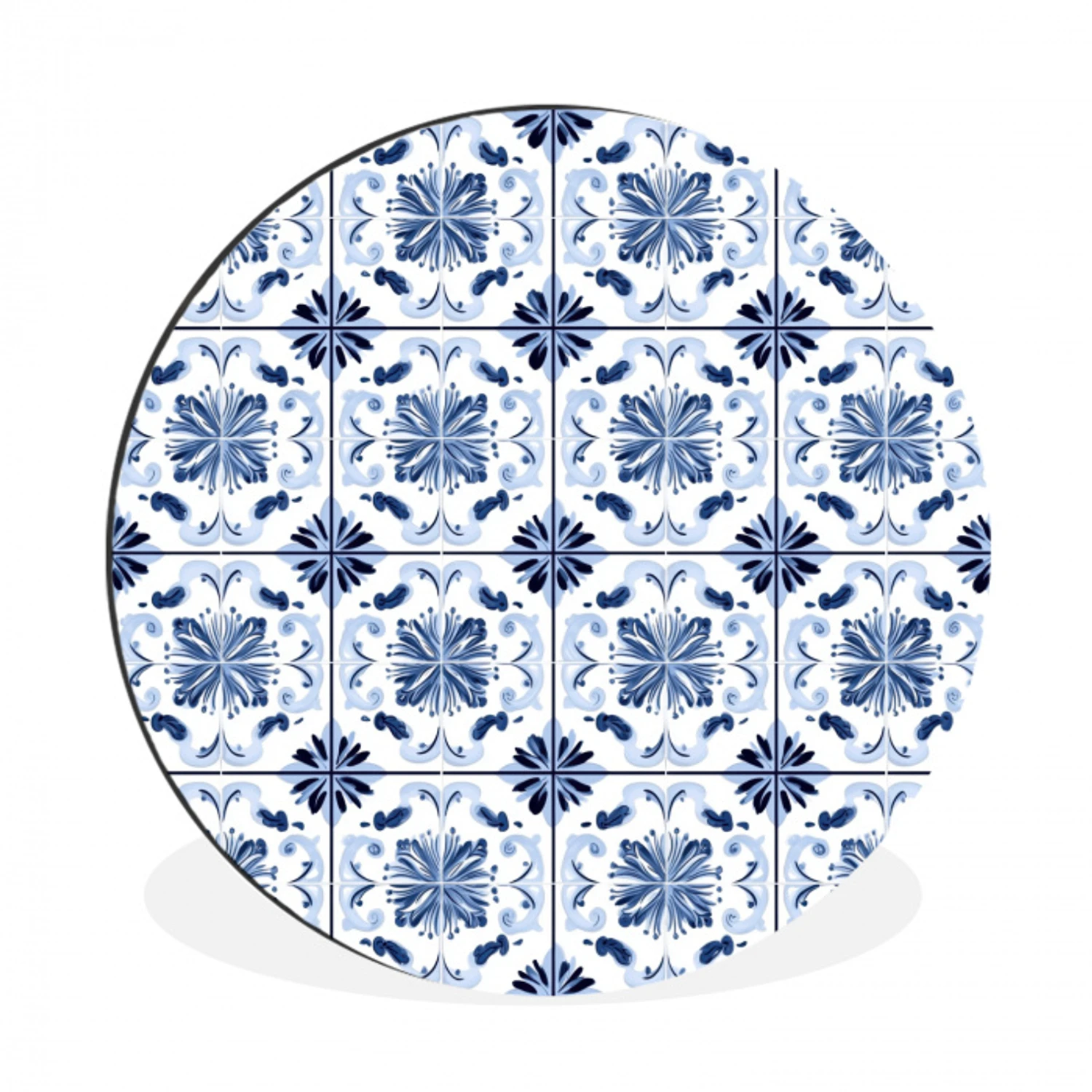 Patroon - Tegel - Blauw Wandcirkel aluminium klein 190 -3d