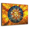 Mozaïek - Zon - Geel - Cirkel Textielframe zwart klein -3d