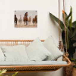 Kudde paarden - Stofwolk - Bruin - Zwart tuinposter los doek klein -sfeer7