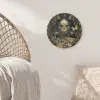 Vrouw - Bladeren - Goud - Vlinders Akoestische PET Vilt - Rond klein -sfeer4