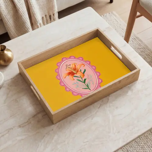 Lelie - Oranje - Lijst - Ovaal Dienblad Rechthoek middel -sfeer1