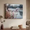 Riet - Gras - Natuur - Winter - Meer Textielframe zwart klein -sfeer3