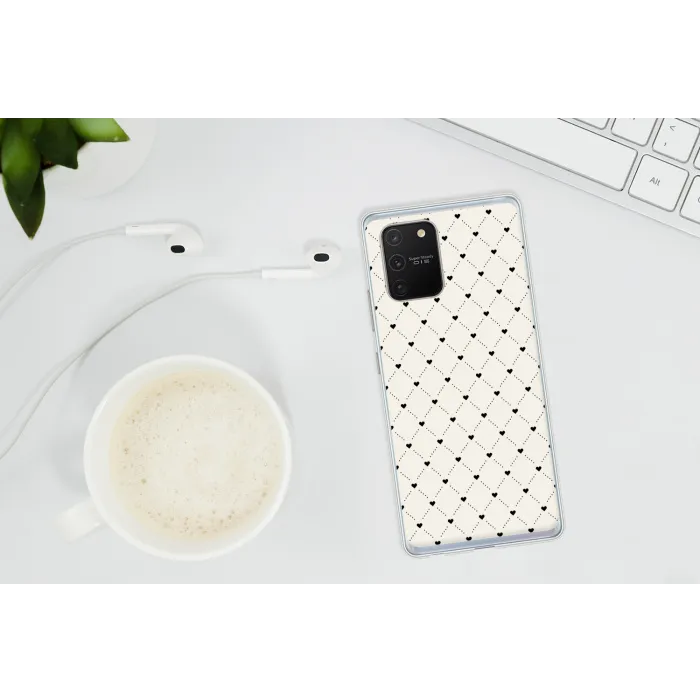 Hart - Dotline - Wit - Zwart Telefoonhoesje Samsung Galaxy S10 Lite klein 364 -oordopS10Lite
