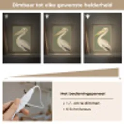 Pelikaan - Wit - Vogel - Klassiek - Natuur Light Box met kabel (Kinderlampje) klein -USP_dimbaarNL