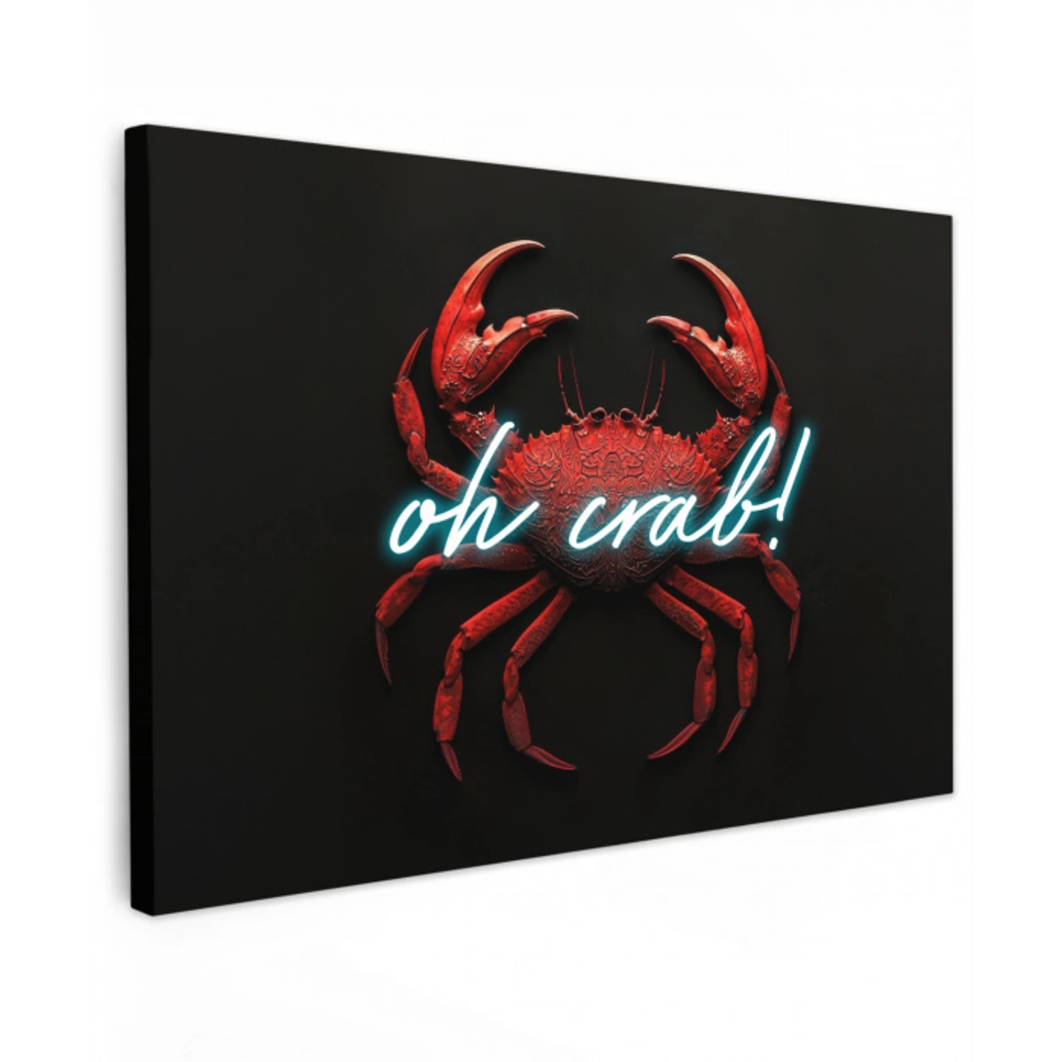 Krab - Rood - Neon - Quote Tuinposter op houten frame 2 cm dik klein -3d