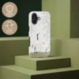 Minimalistisch - Kraanvogels - Blauw Toughcase MagSafe Apple iPhone 17 klein -USP_PrintM_FR