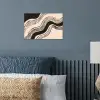 Golven - Zwart - Zandkleur poster papier klein -sfeer2