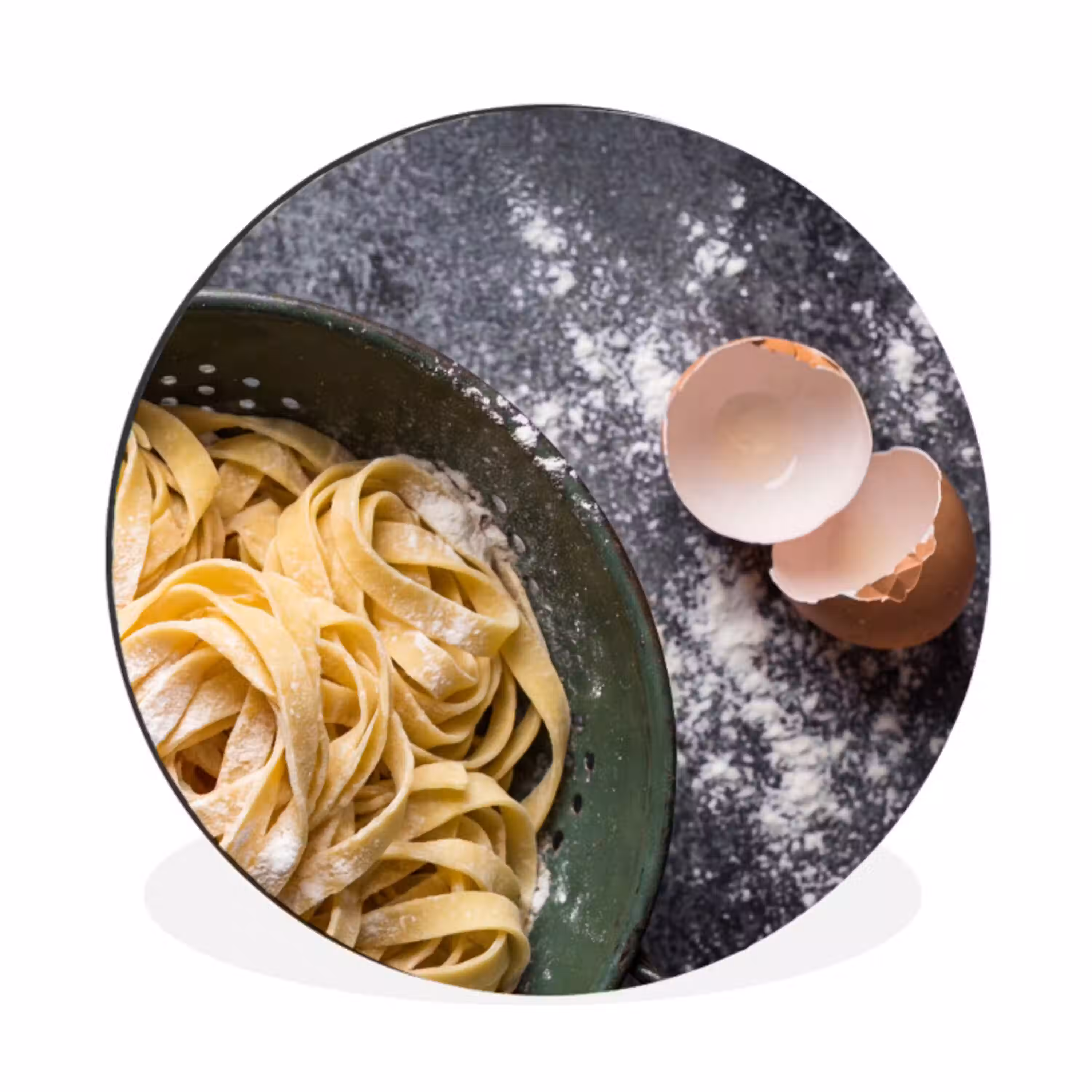 Pasta - Keuken - Eten Wandcirkel aluminium klein -3d