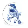 Vogel - Delfts blauw - Illustratie - Bloemen Wandcirkel aluminium klein -3d