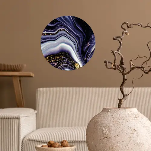 Marmer - Paars - Luxe - Marmerlook - Glitter Wandcirkel behangsticker klein -sfeer1