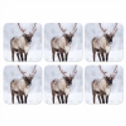 Rendier - Gewei - Toendra - Sneeuw - Wild onderzetter kurk middel -3d