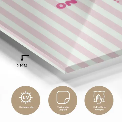 Focus on the good - Strepen - Roze - Smiley plexiglas 5mm klein -sfeer2