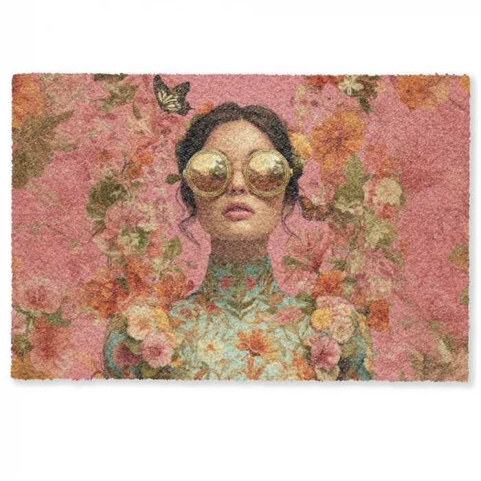 Vrouw - Bril - Roze - Bloemen Deurmat klein -zkaufland3d