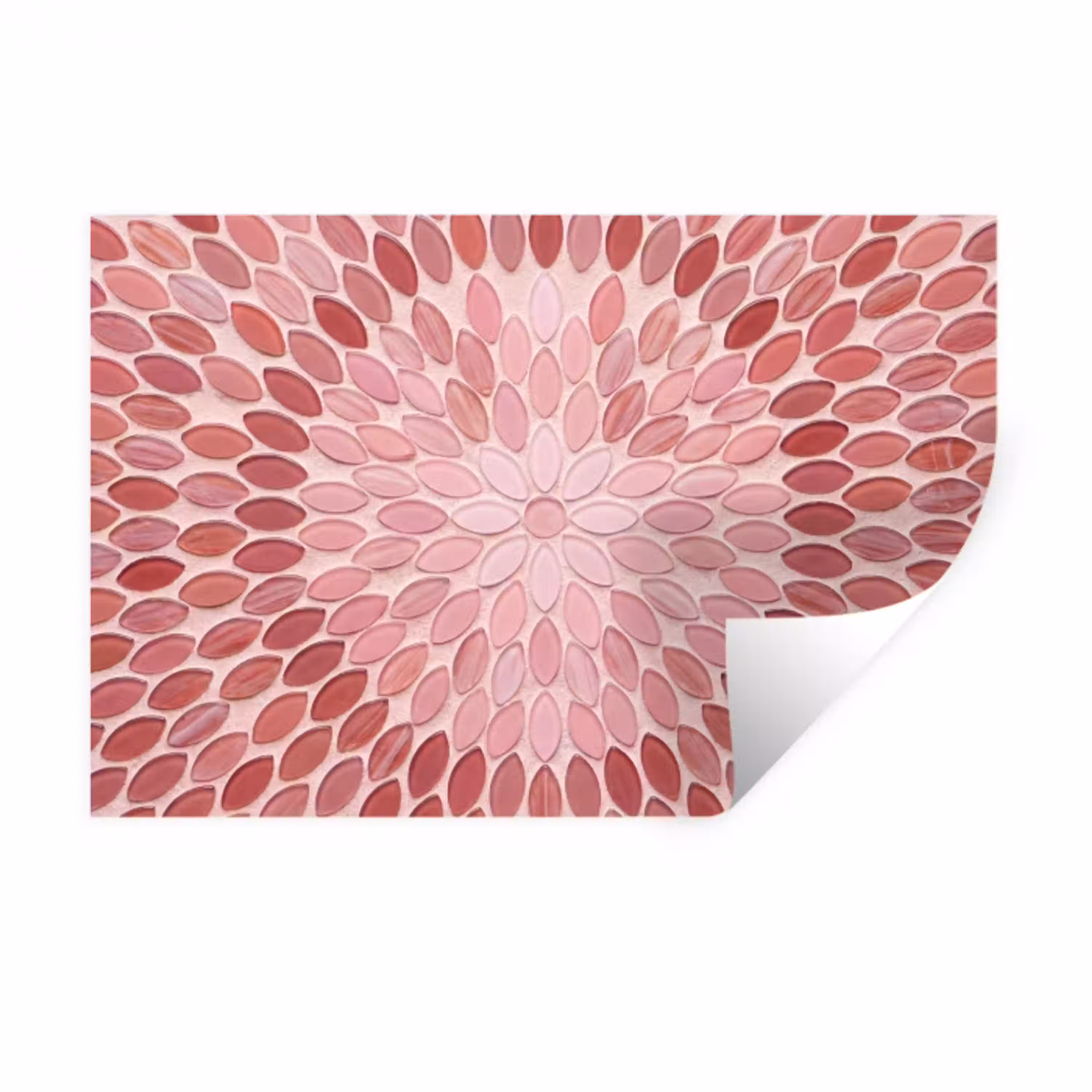 Patroon - Mozaïek - Ovaal - Abstract - Roze Muursticker klein -3d