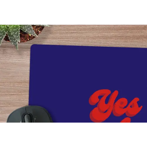 Blauw - Rood - Yes fun - 3D muismat rubber klein -closeup