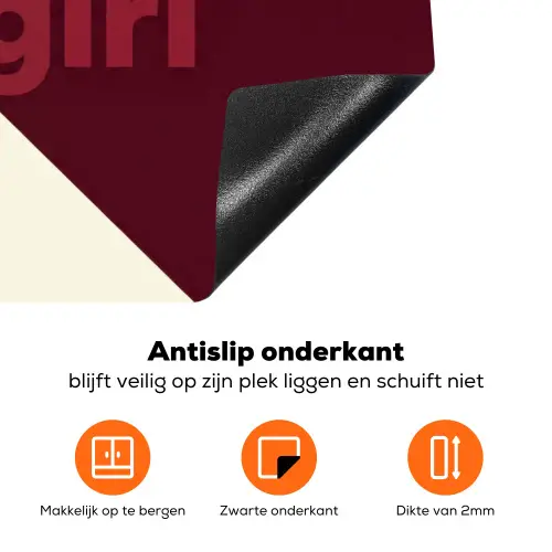 you go girl - 3D - Rood Inductie beschermer vinyl 3mm klein -zzzzzzz-td-onderkant