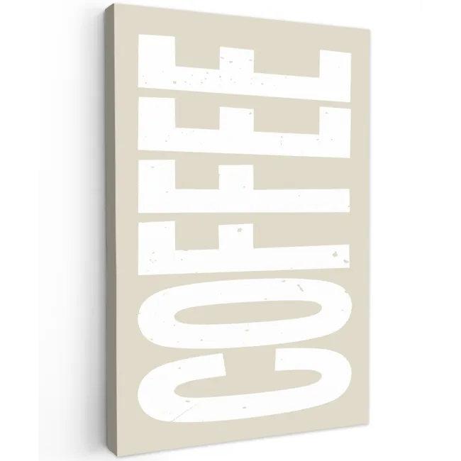 Wit - Koffie - Vintage - Decoratie Tuinposter op houten frame 2 cm dik klein -3d