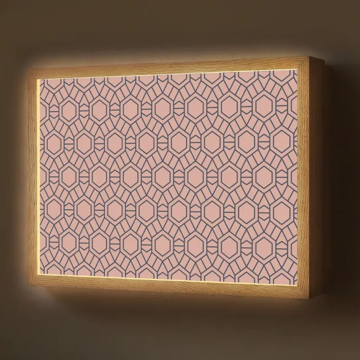 Strak - Patroon - Roze - Donkerblauw Light Box met batterij (Wandlamp) middel 907 -z3d_website