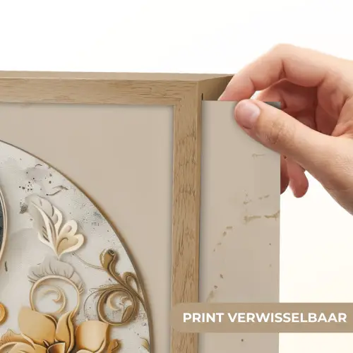 Yin Yang - Bloemen - Zwart - Wit - Vintage Light Box met batterij (Wandlamp) middel -USP_websiteprintNL