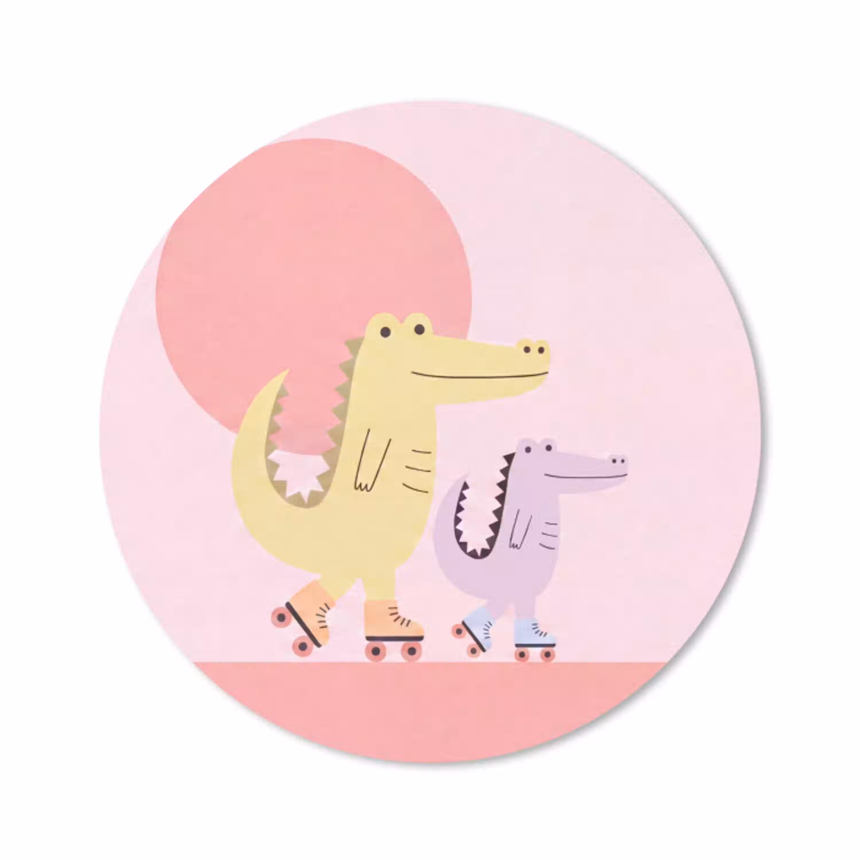 Dieren - Skaten - Illustratie - Speels - Roze Muismat rond klein -3d