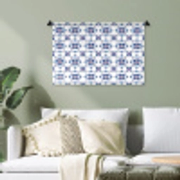 Modern - Patroon - Blauw - Roze Wandkleed katoen klein 269 -sfeer7