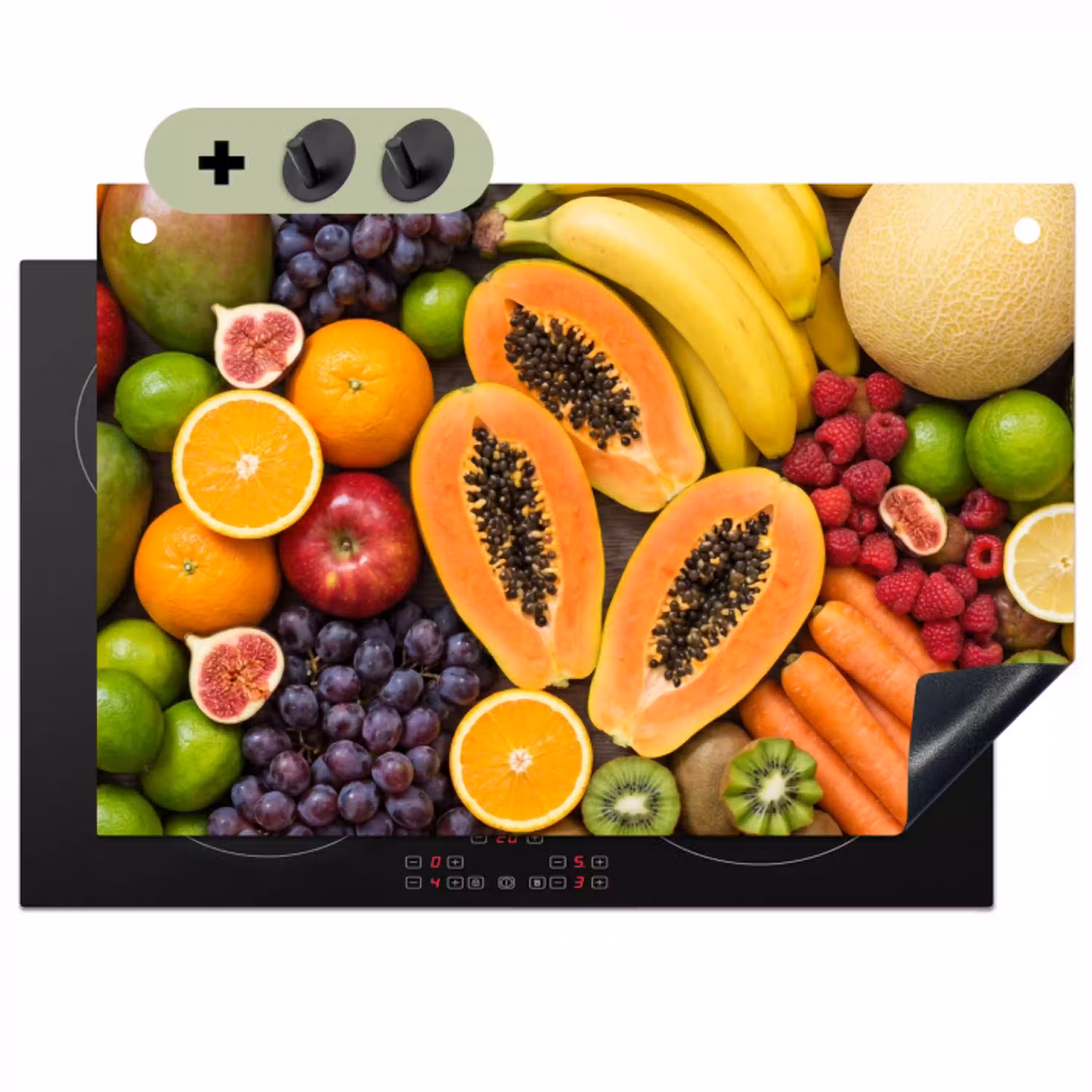 Eten - Fruit - Groenten - Vers - Kleurrijk Inductie beschemer met haakjes klein -3d