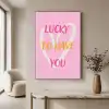 Lucky - Love - Valentijn - Roze Textielframe zwart klein -sfeer2