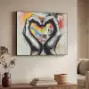 Handen - Hart - Street art - Graffiti Textielframe - compleet frame klein -sfeer3