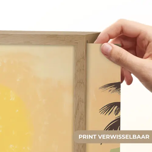 Bierfles - Zonsondergang - Palmbomen - Zee Light Box met batterij (Wandlamp) middel -USP_websiteprintNL