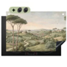 Landschap - Heuvels - Zandpad - Groen Inductie beschemer met haakjes klein -3d
