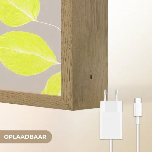 Bladeren - Neon - Geel - Lijnen Light Box met batterij (Wandlamp) middel -USP_websiteoplaadbaarNL