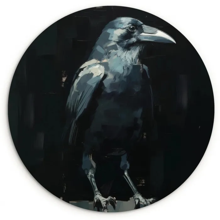 Raaf - Vogels - Zwart Wandcirkel kunststof plaat 5mm dik klein -3d