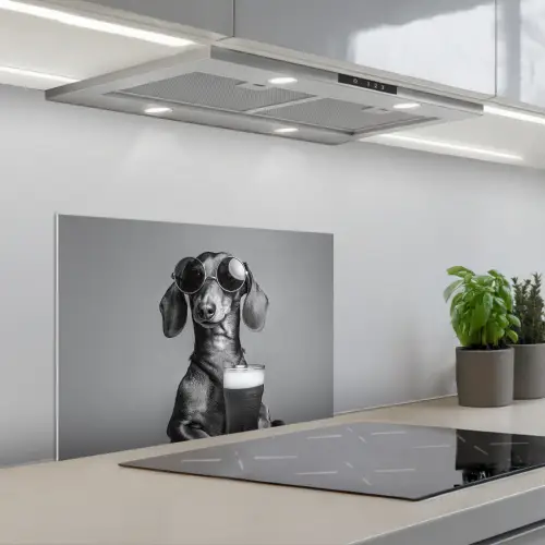 Teckel - Bier - Glas - Bril keuken achterwand spatscherm klein -3d_schuin