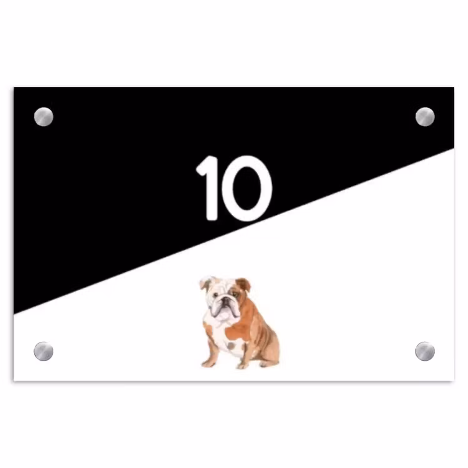 Naambordje voordeur - Rechthoek - Zwart wit - Huisdier - Engelse bulldog