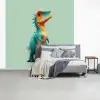 Cartoon - Dino - Oranje - Stekels fotobehang vinyl groot -slaapkamer