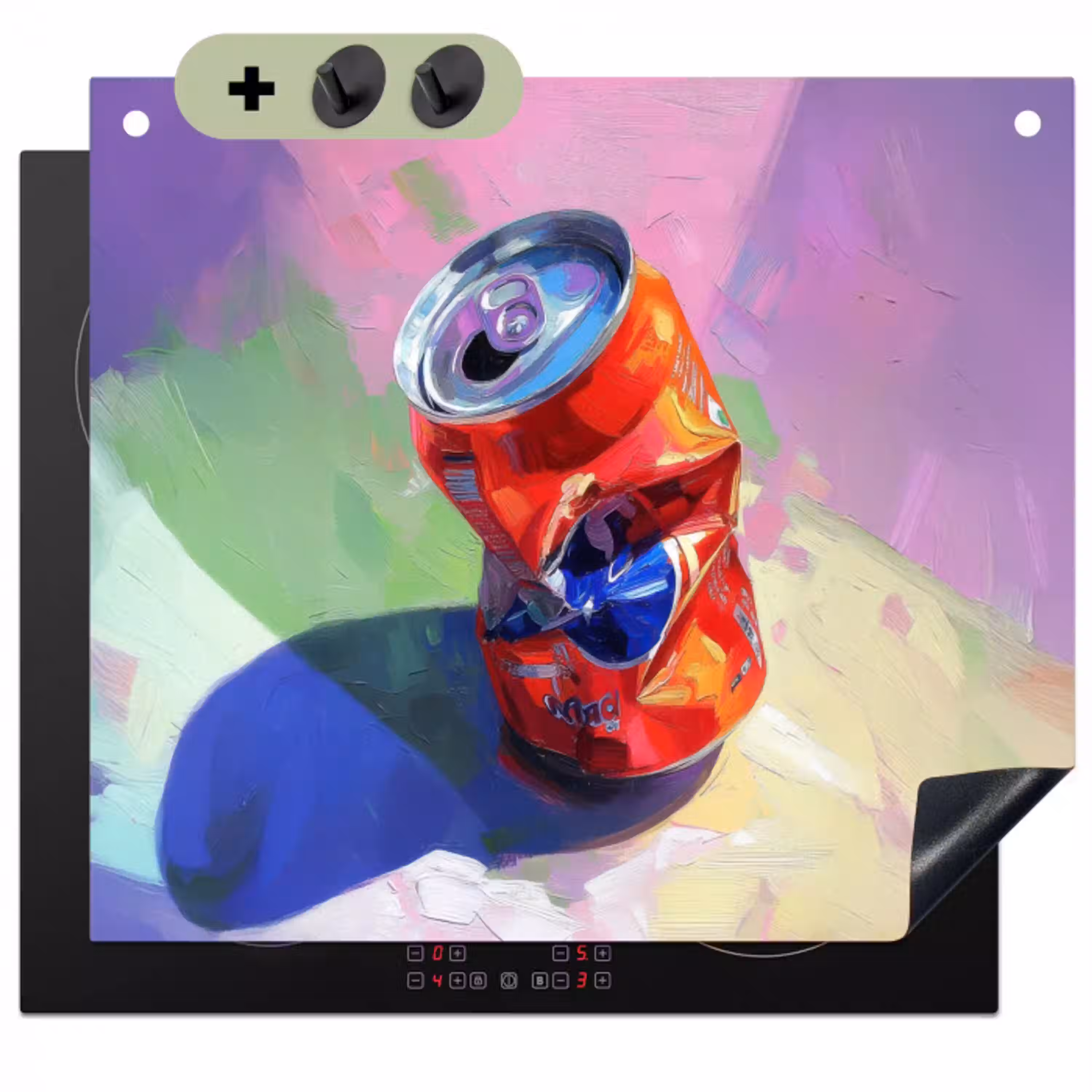 Frisdrank - Blik - Paars Inductie beschemer met haakjes klein -3d