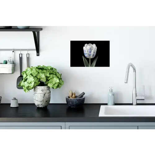 Tulp - Patroon - Blauw Muursticker klein -keuken