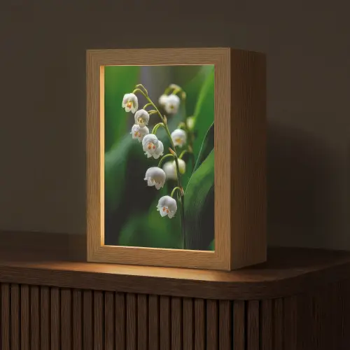 Bloemen - Wit - Bladeren - Lelietjes Light Box met kabel (Tafellamp) klein -z3d_website