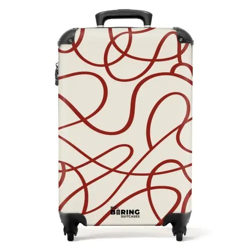 Donkerrode lijnen op beige achtergrond NBS - Handbagage koffer - Kinderen Unisex middel -productfoto_recht