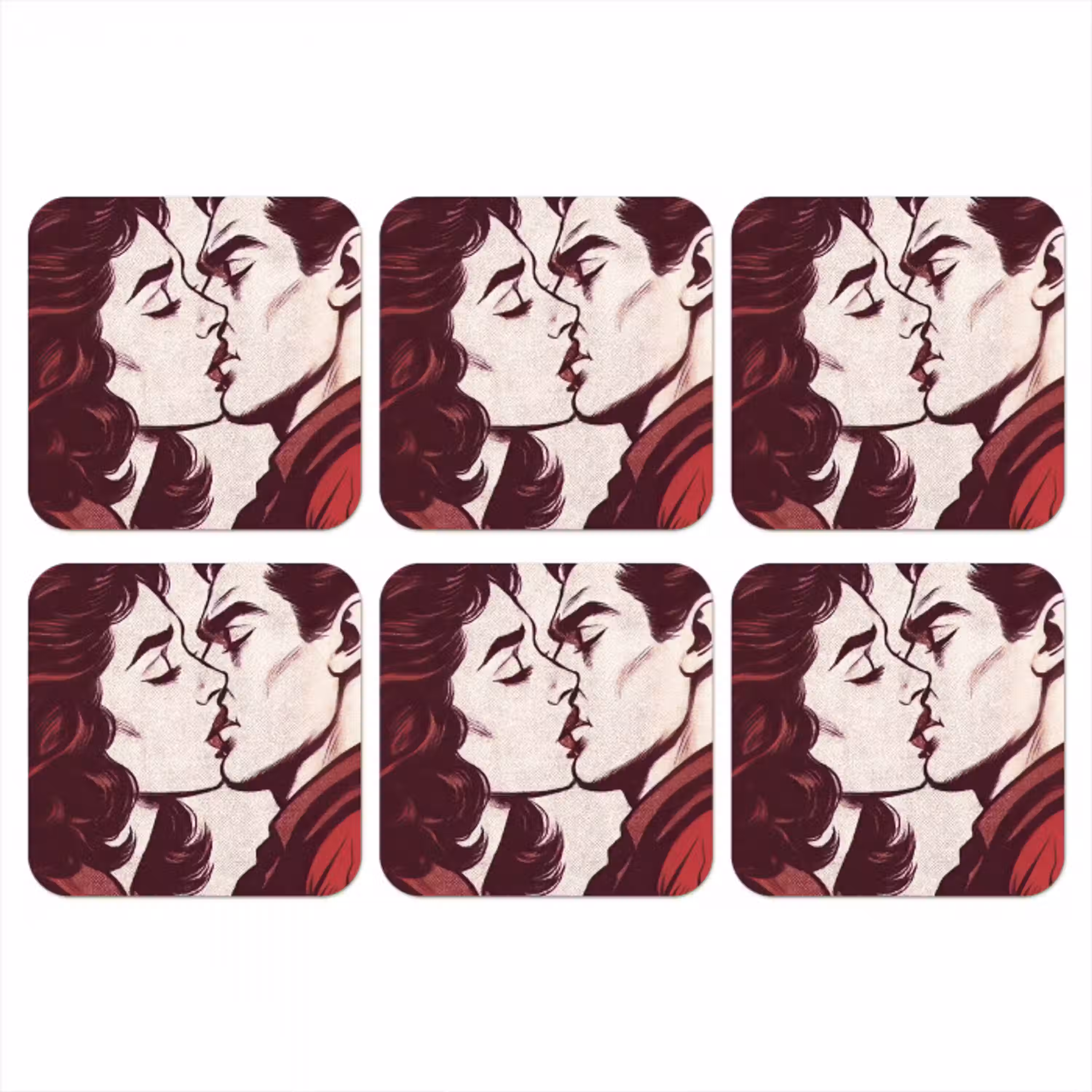 Kussen - Personen - Retro - Bordeaux onderzetter kurk middel -3d
