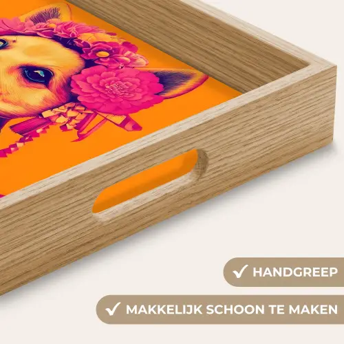 Kimono - Hondje - Bloemenkroon - Oranje Dienblad Rechthoek middel -USP_HandgreepNL