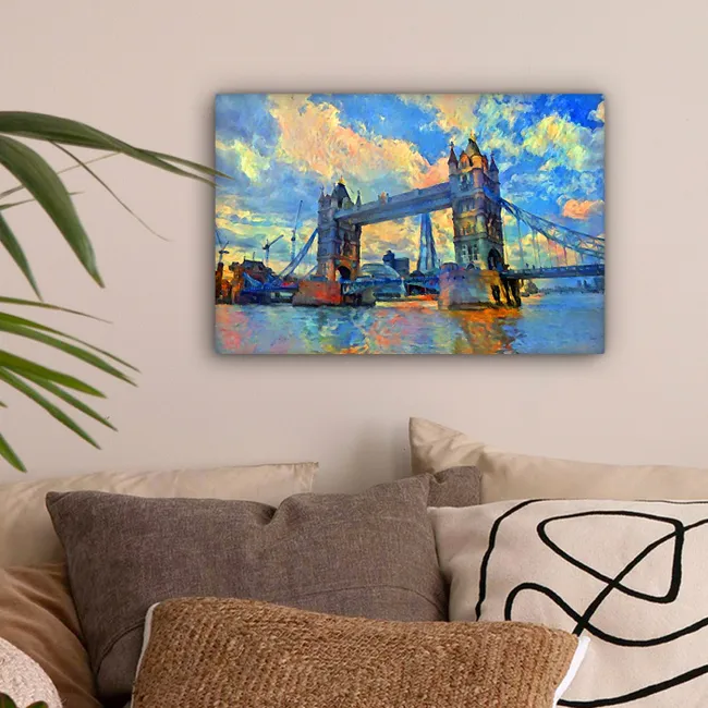 Schilderij - Londen - Brug - Olieverf canvas 2cm klein -sfeer1