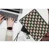 Vlechtpatroon - Groen - Roze - Geometrisch laptophoes neopreen klein 279 -bureau
