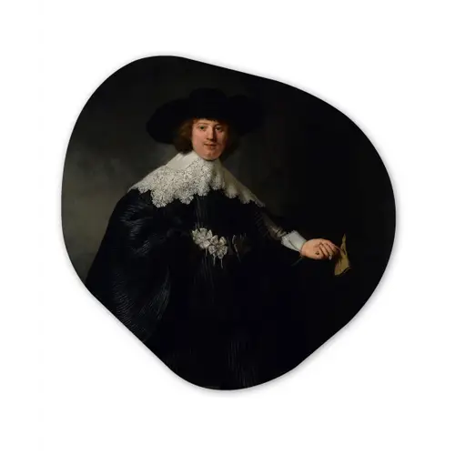 Het huwelijksportret van Marten Soolmans - Rembrandt van Rijn Wandcirkel Organisch Forex 3mm klein -3d