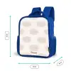 Vrolijke wolkjes met gezichtjes op crèmekleurige achtergrond Kinderrugzak - Blauw middel -productfoto_formaten
