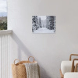 Bos - Winter - Sneeuw - Pad - Natuur tuinposter los doek klein -sfeer8