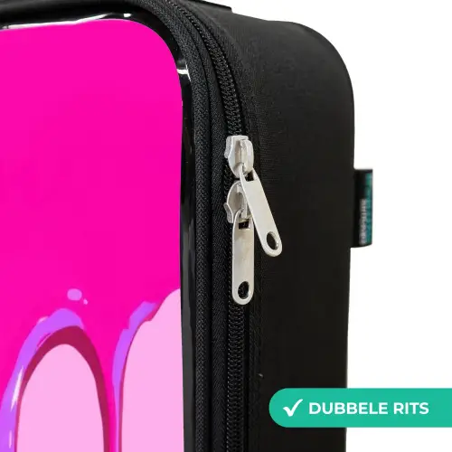 Verf - Smiley - Roze Kinderkoffer - Zwart klein -rits_NL