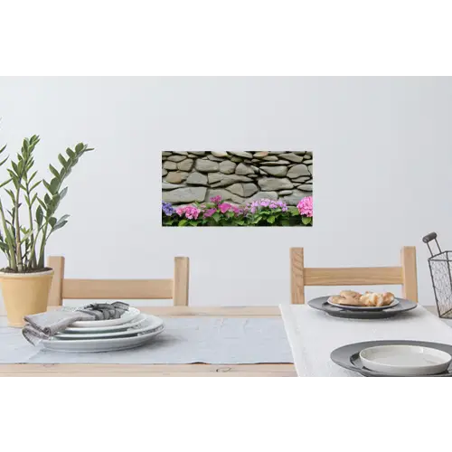 Hortensia’s - Stenen - Muur - Bloemen Muursticker klein -eettafel