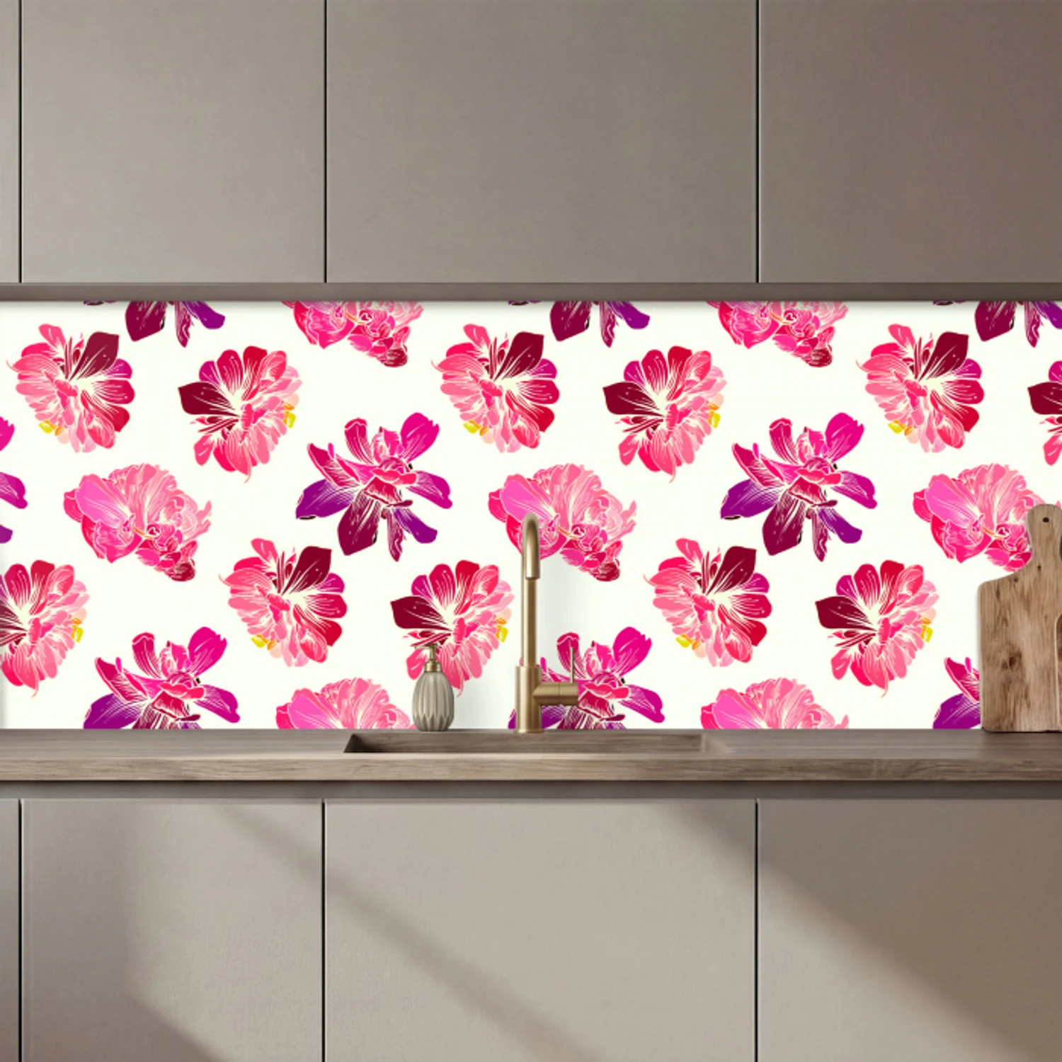 Bloemen - Roze - Patroon keuken achterwand 2 middel 871 zz_3dshopping